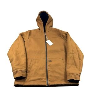 Ghost‎ Brown Cotton Fleece Lined Utility Men's Full Zip Hooded Jacket SZ L NWT